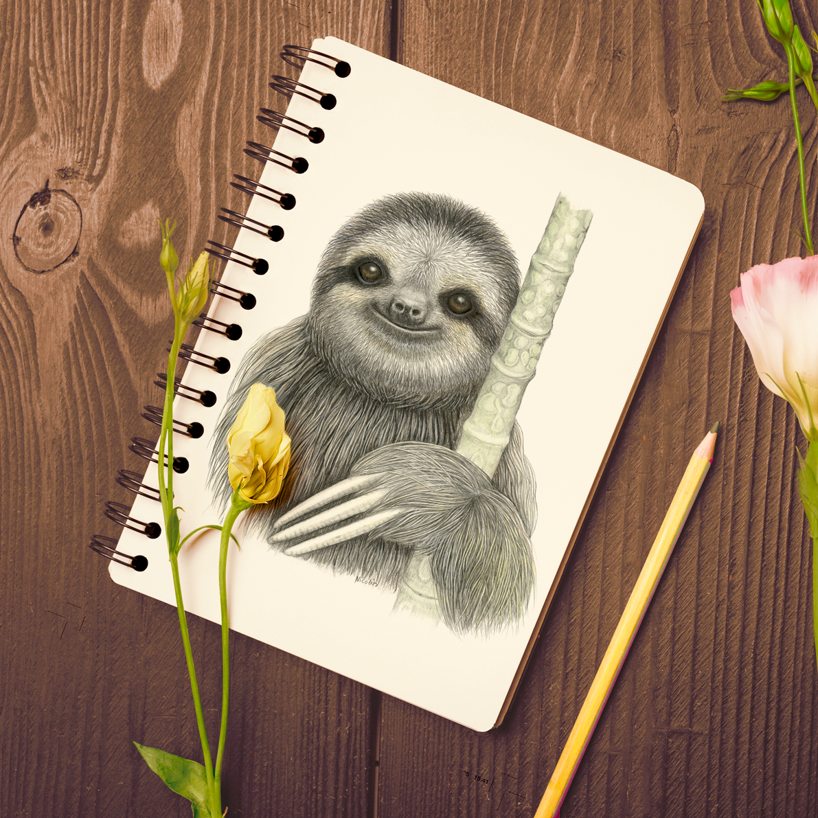 Shugi the sloth - spiral notebook | by Charlotte Nicolin