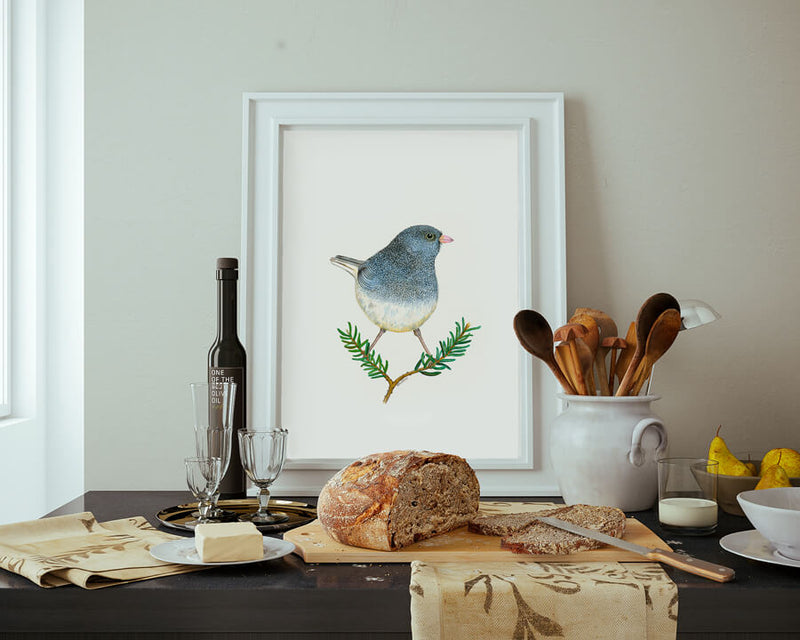 june blue bird art print