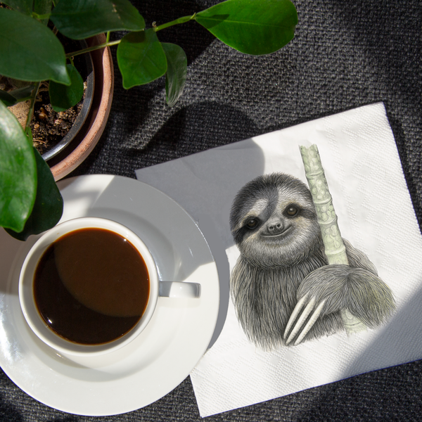 Napkins with a sloth - Shugi by Charlotte Nicolin